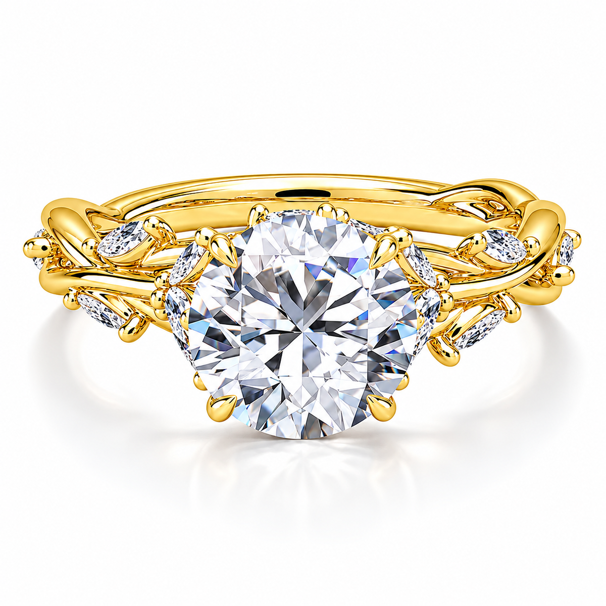 2 Carat Round Cut Nature-Inspired Moissanite Ring