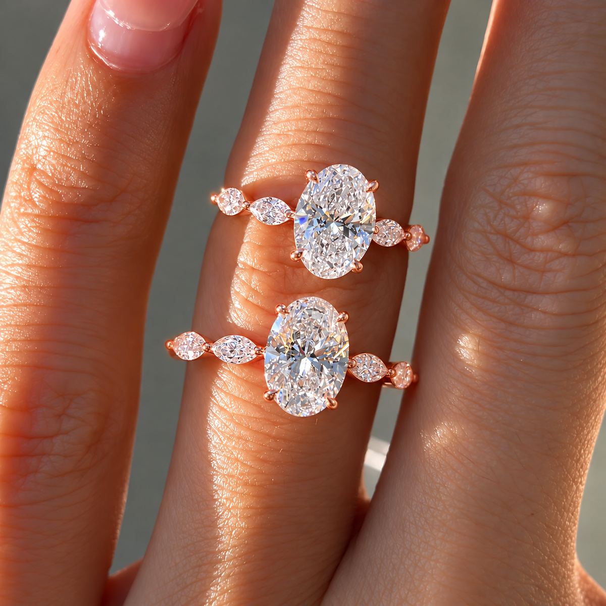 2 Carat Oval Cut Moissanite Ring with Vintage Twisted Band