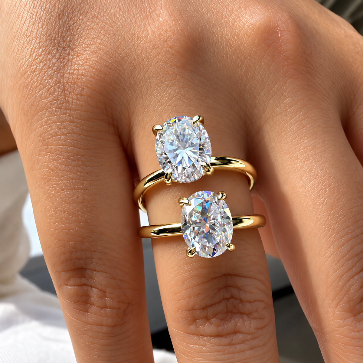 3 Carat Oval Cut Hidden Halo Moissanite Ring