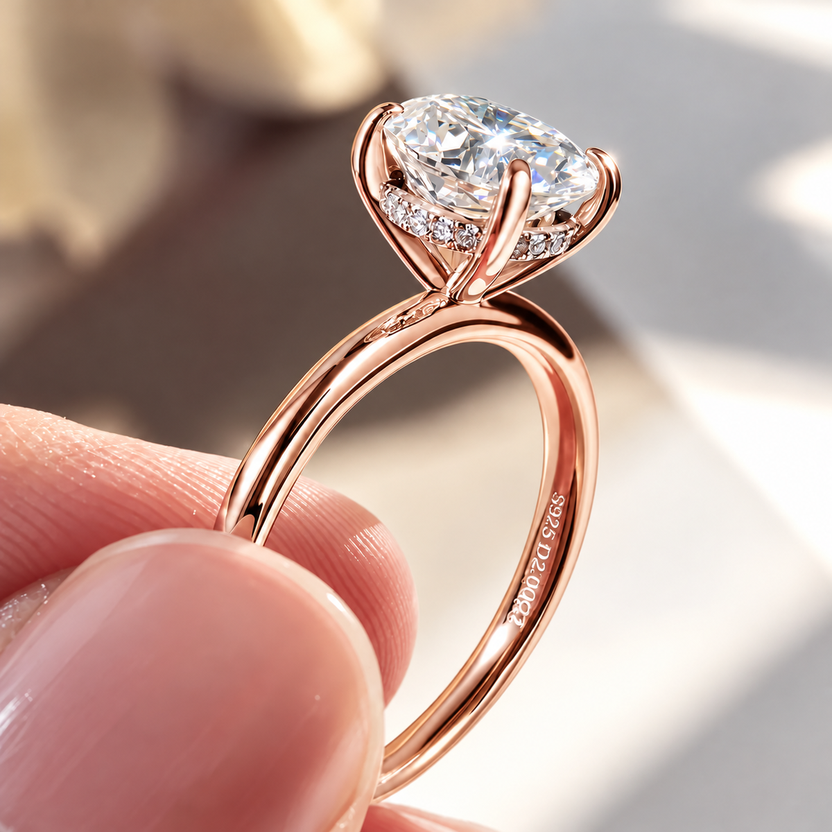 3 Carat Oval Cut Hidden Halo Moissanite Ring