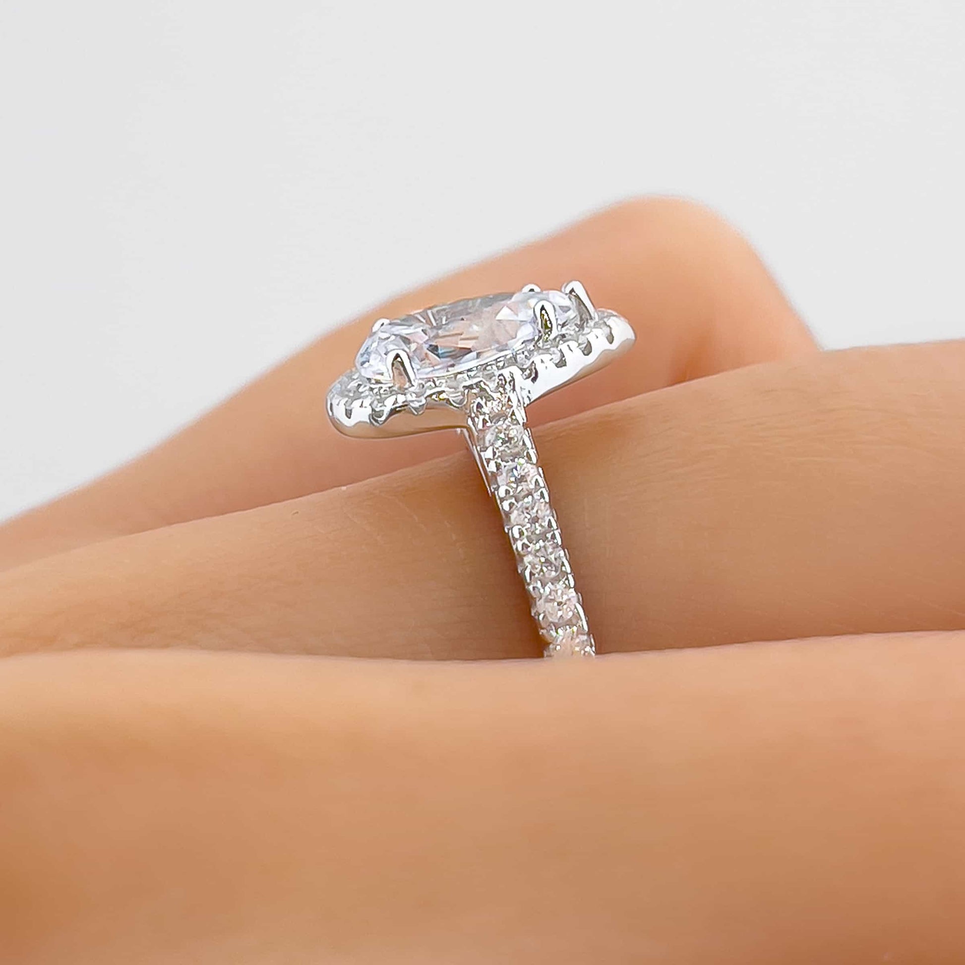 Cushion Halo Engagement Ring Set