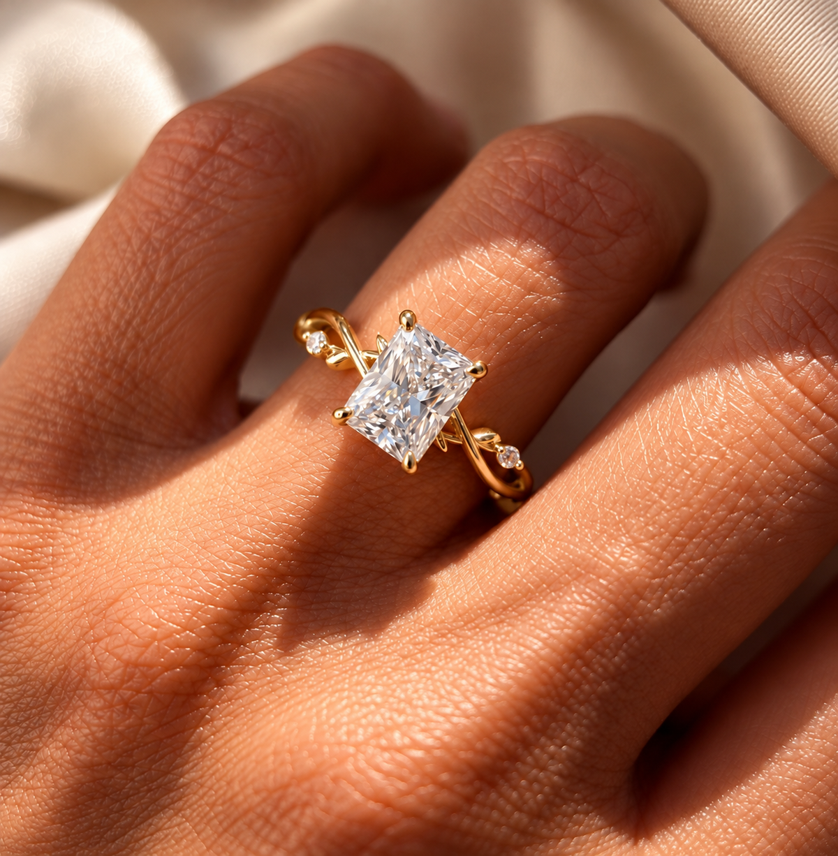 2 Carat Nature-Inspired Radiant Cut Moissanite Ring