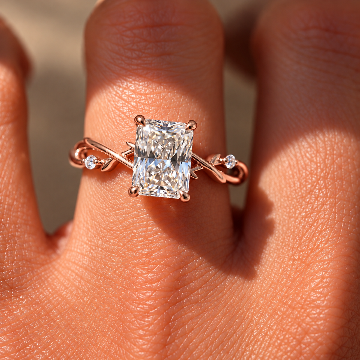 2 Carat Nature-Inspired Radiant Cut Moissanite Ring