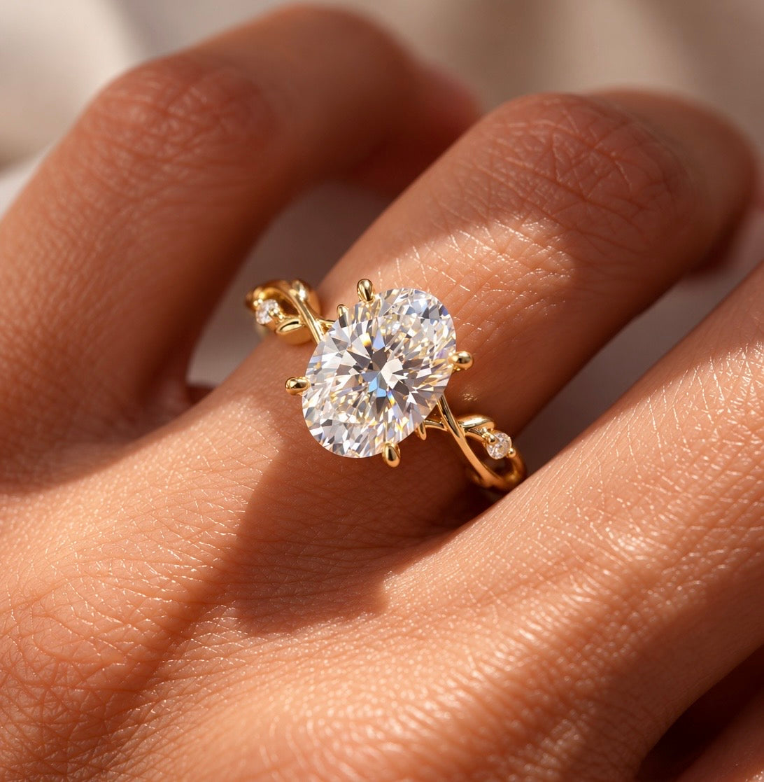 2 Carat Nature-Inspired Oval Cut Moissanite Ring