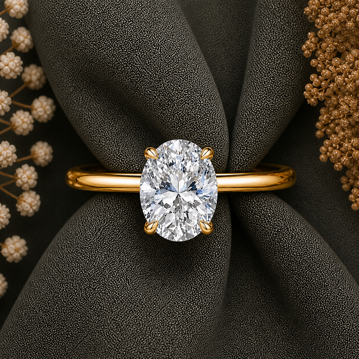 3 Carat Oval Cut Solitaire Moissanite Ring