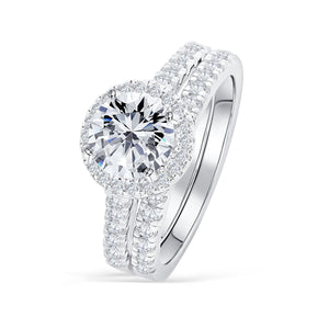 Round Halo Engagement Ring Set