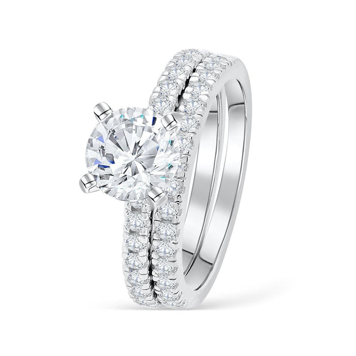 Round Cut Engagement Ring Set