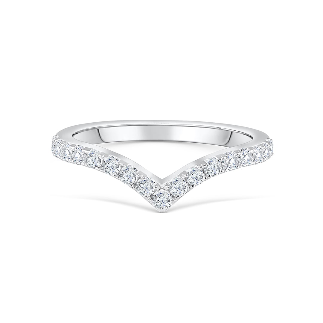 Chevron Half Eternity Wedding Band