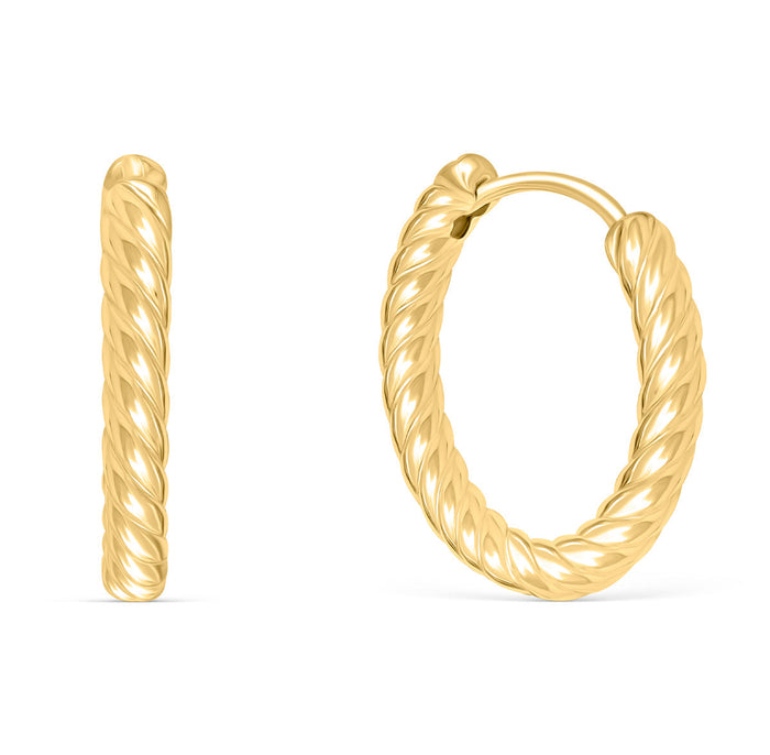 Twisted Gold Hoop Bridal Earrings