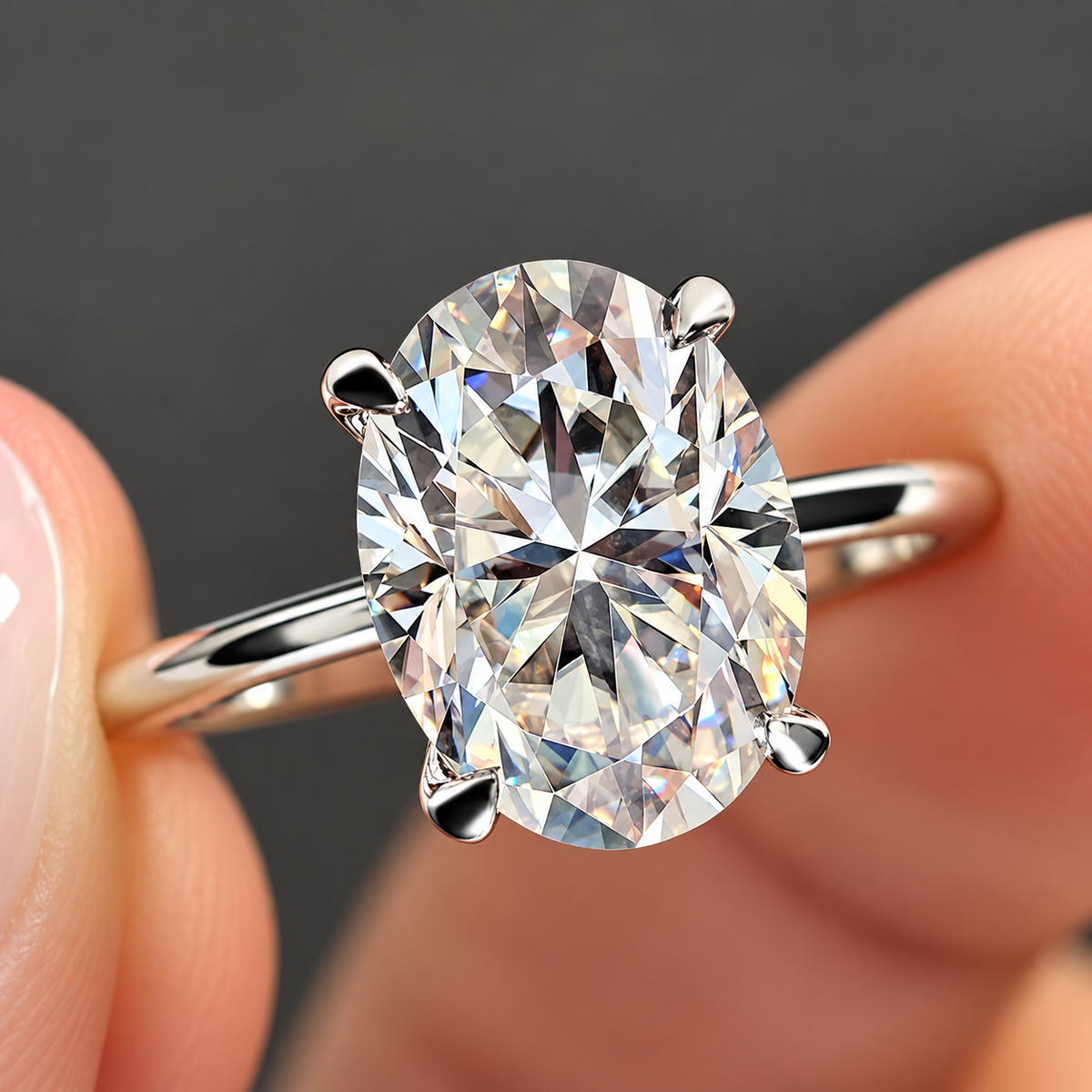 3 Carat Oval Cut Hidden Halo Moissanite Ring