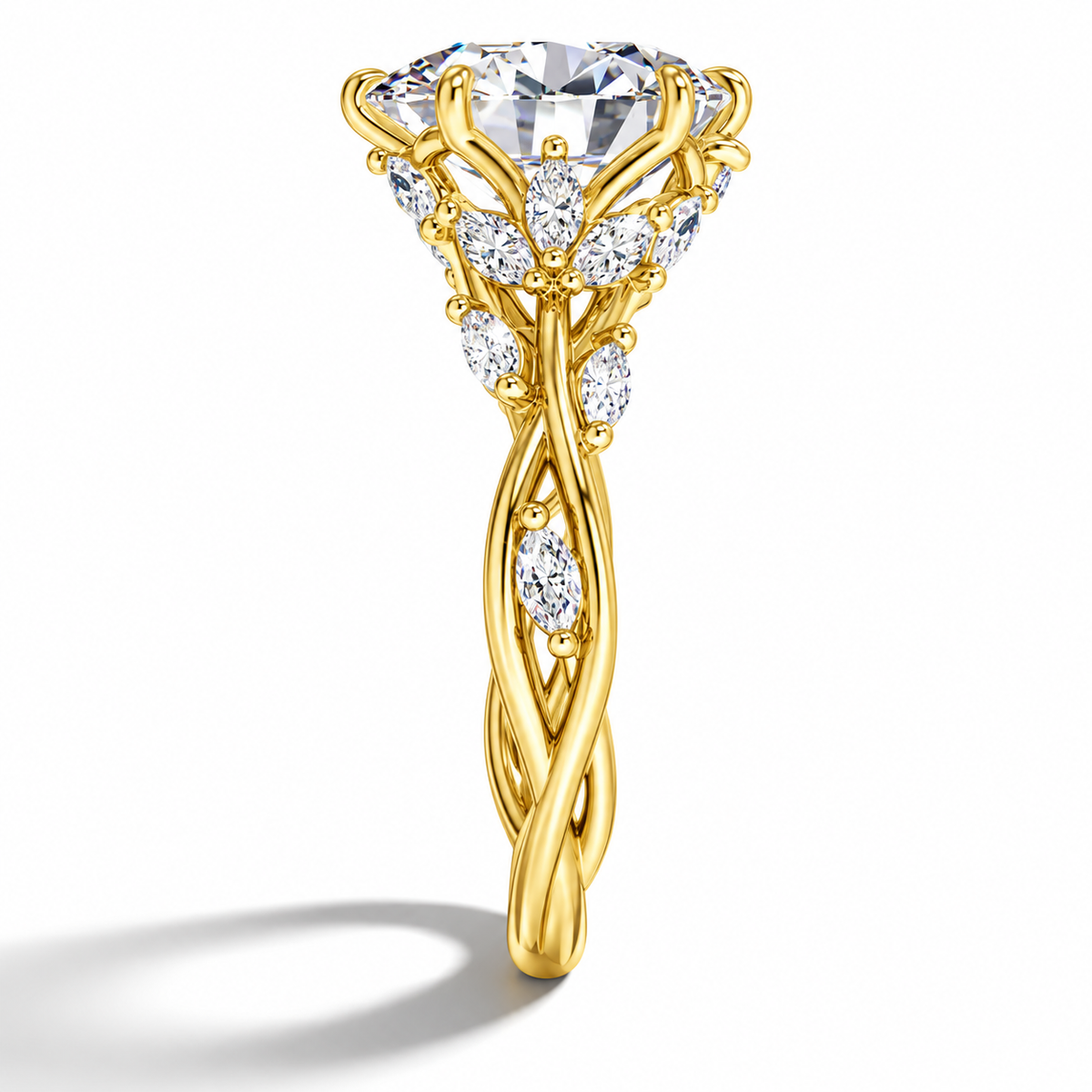 2 Carat Round Cut Nature-Inspired Moissanite Ring
