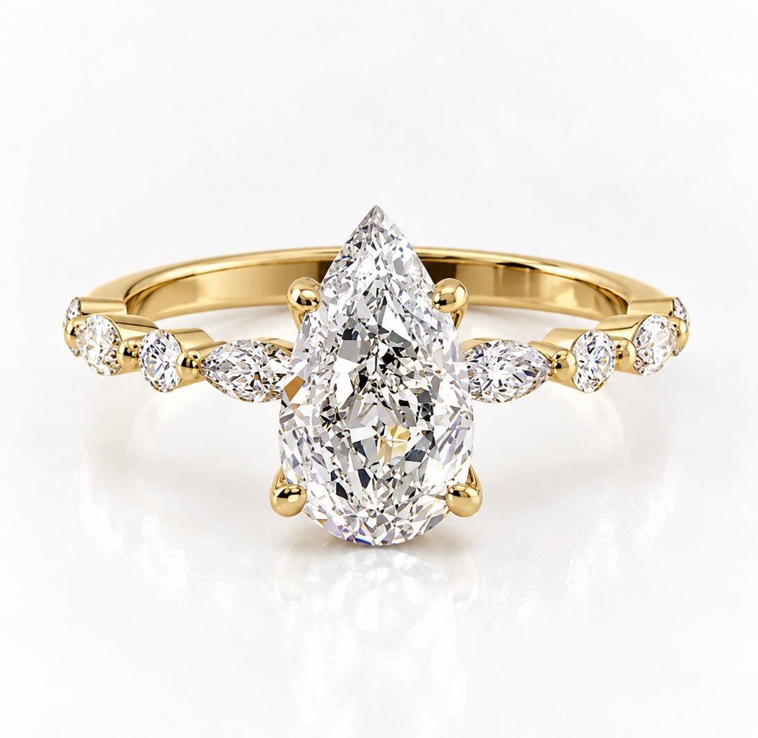 2 Carat Pear Cut Moissanite Ring with Twisted Band
