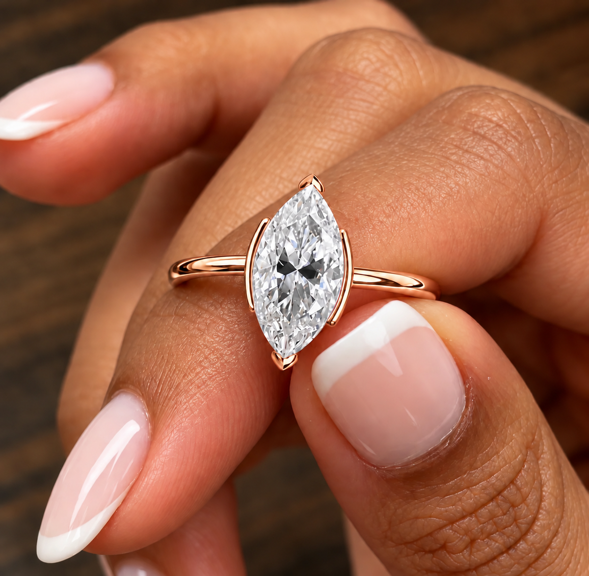 3 Carat Marquise Cut Half Bezel Moissanite Ring