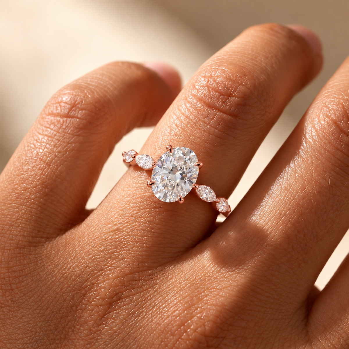 2 Carat Oval Cut Moissanite Ring with Vintage Twisted Band