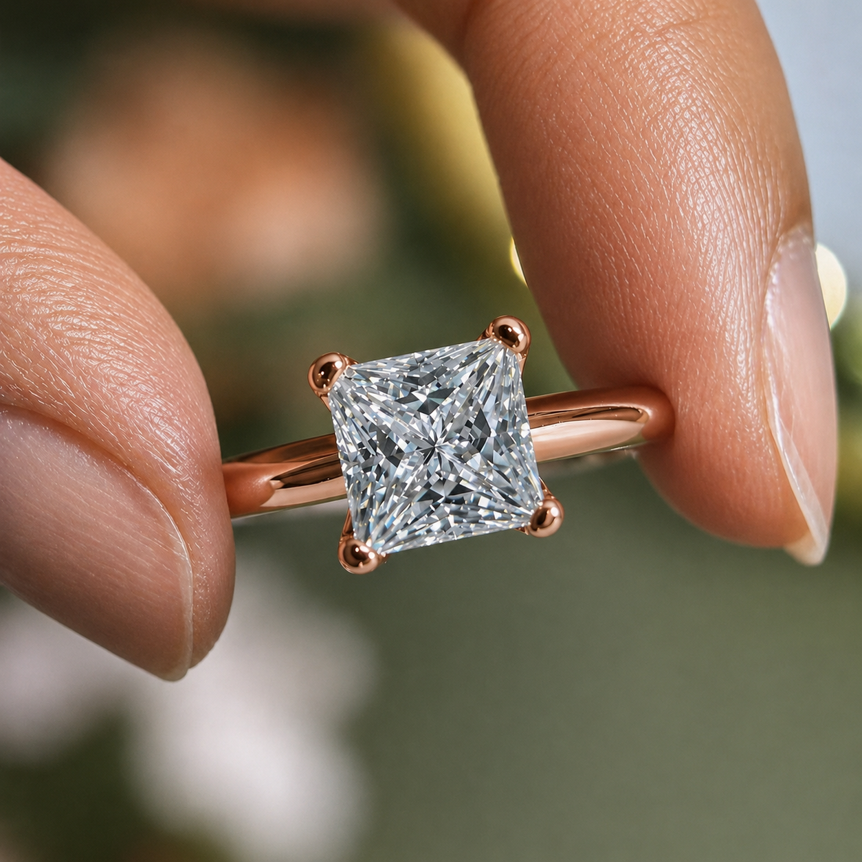 2 Carat Princess Cut Solitaire Moissanite Ring
