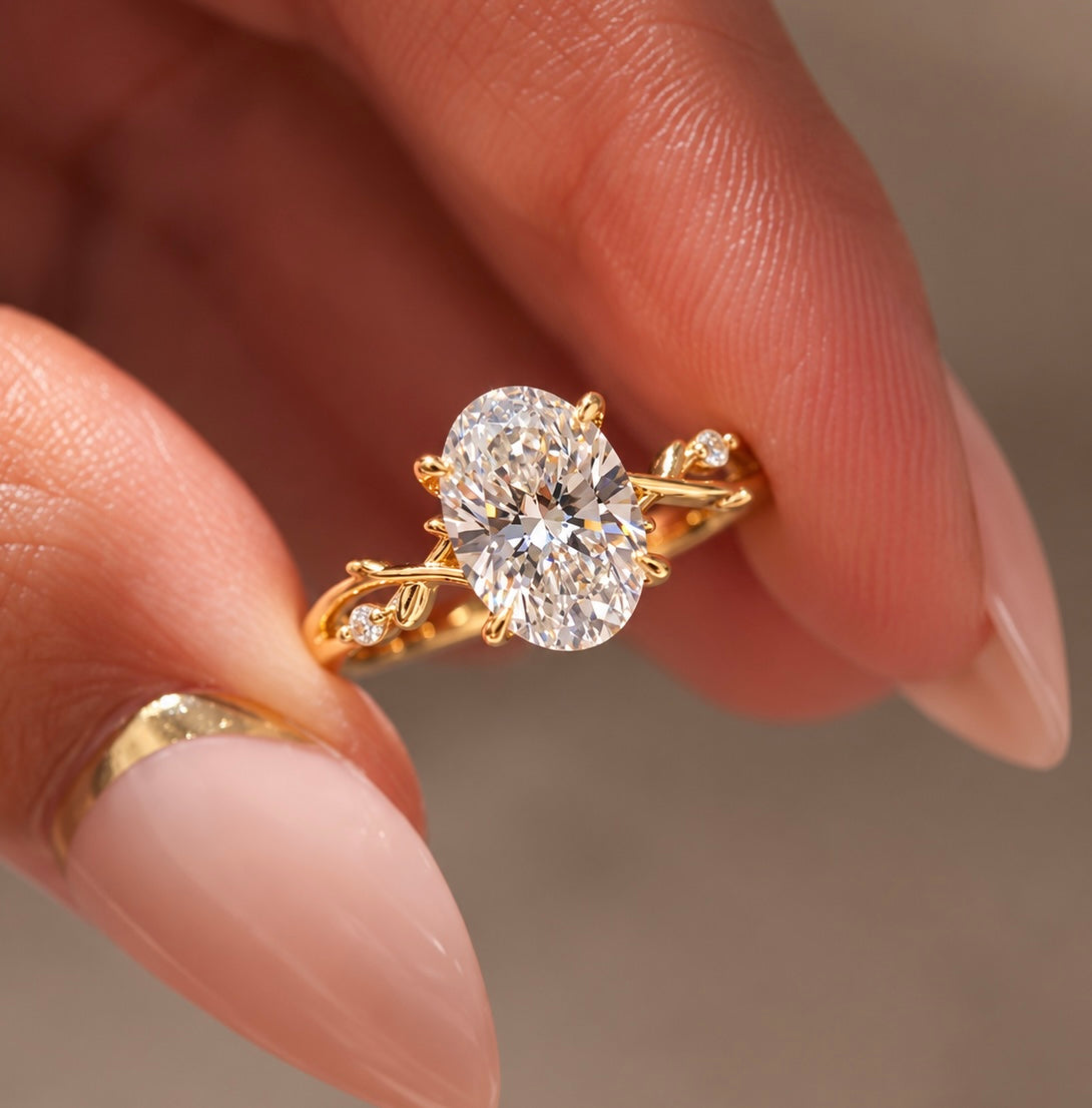 2 Carat Nature-Inspired Oval Cut Moissanite Ring
