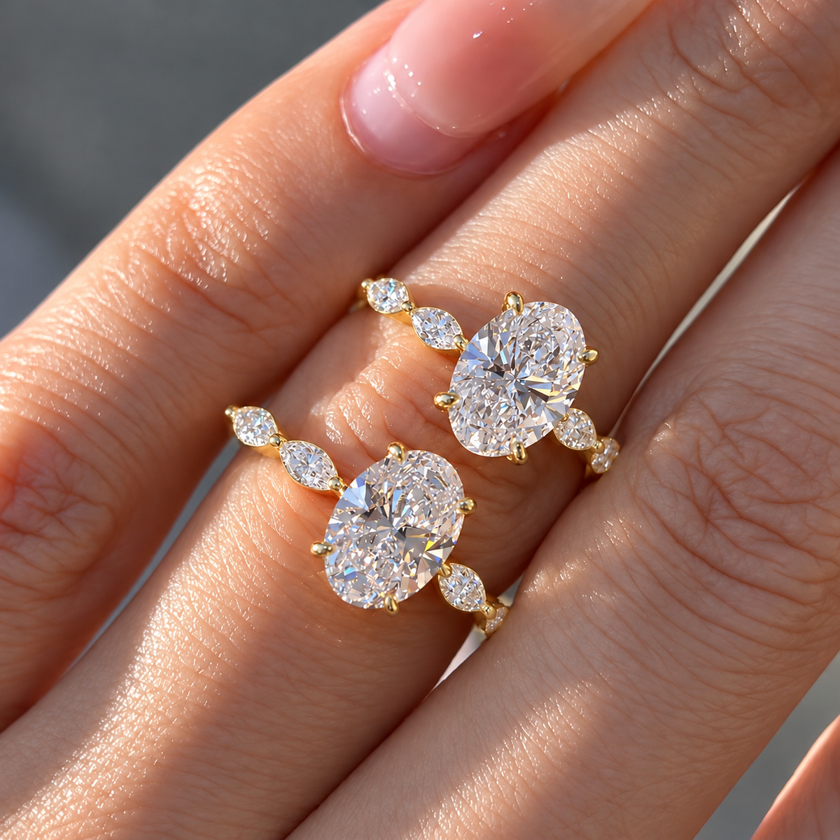 2 Carat Oval Cut Moissanite Ring with Vintage Twisted Band