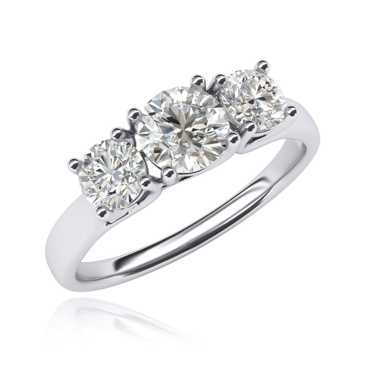 Three Stone Simulated Diamond Engagement Ring
