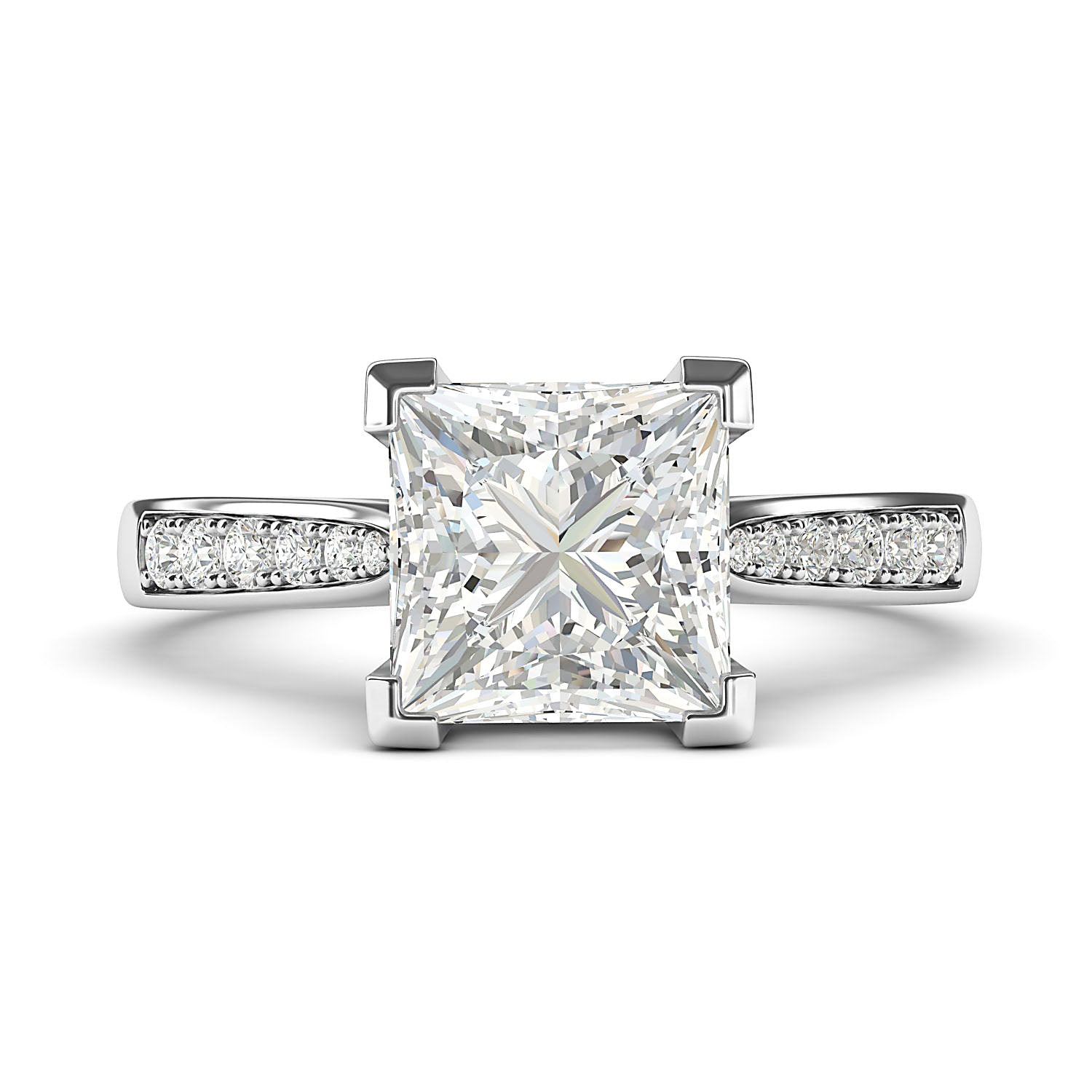 Princess Cut Diamond with Side Stones Engagement Ring