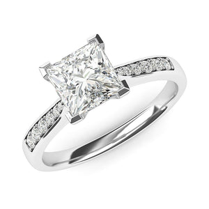 Princess Cut Diamond with Side Stones Engagement Ring