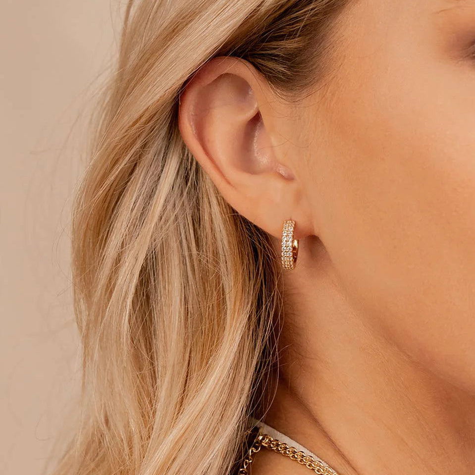 Double Row Huggie Bridal Earrings