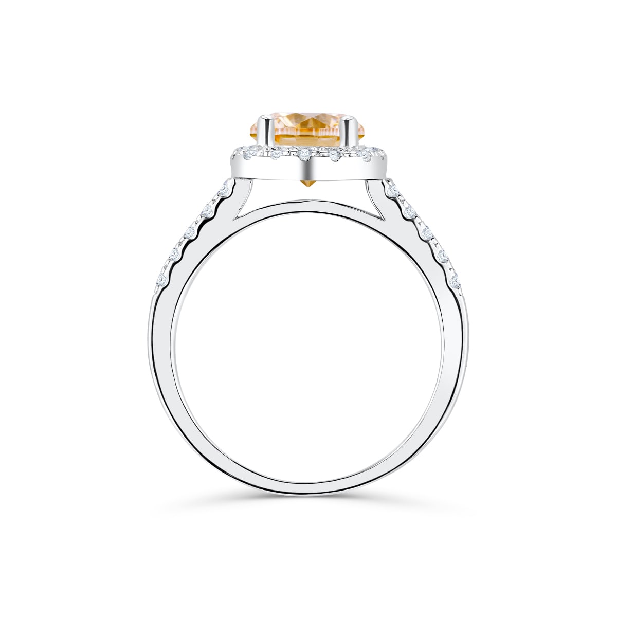 Simulated Morganite Round Halo Engagement Ring