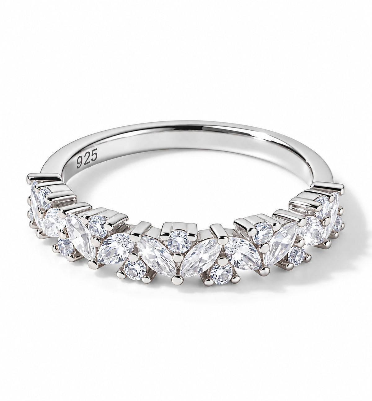 Marquise & Round Cut Half Eternity Moissanite Band