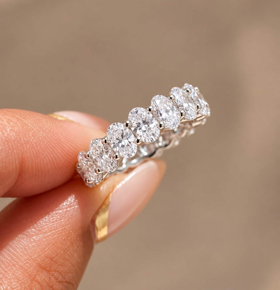 Full Eternity Oval Cut Moissanite Band