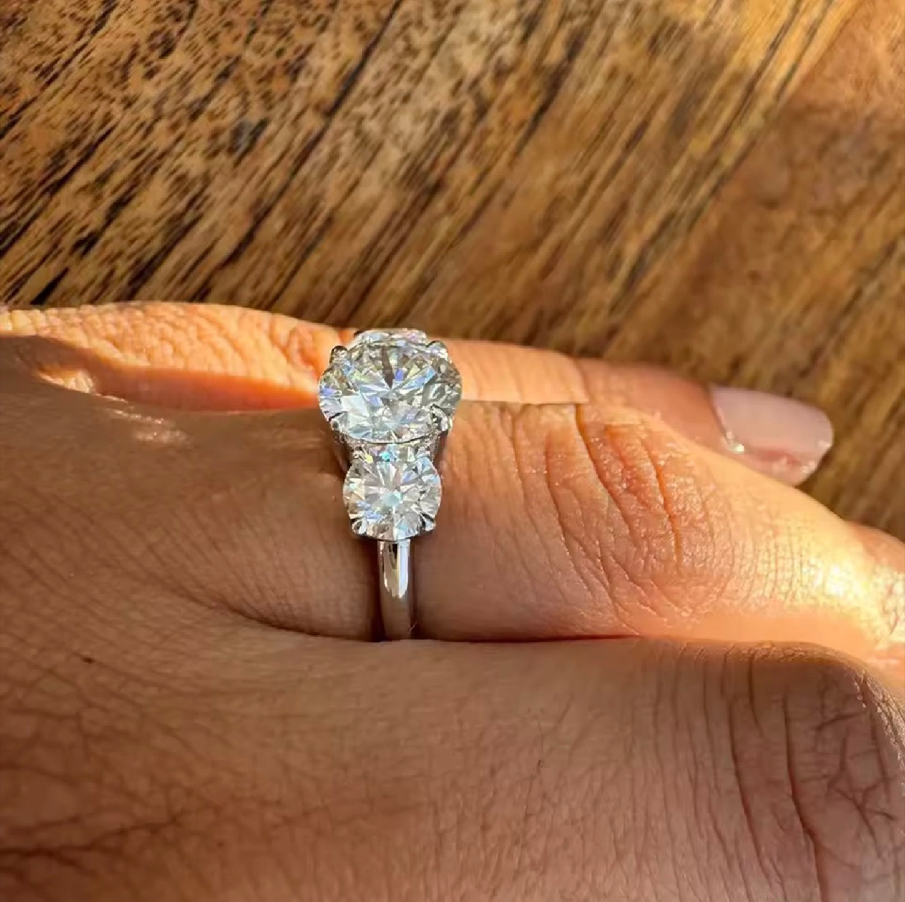 Three Stone Simulated Diamond Engagement Ring