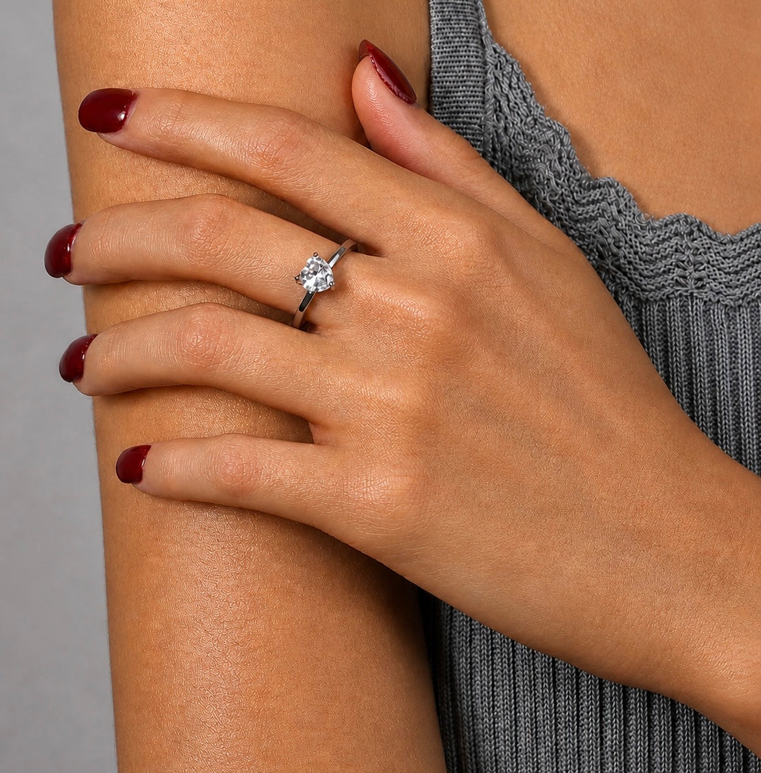 1 Carat Heart Cut Solitaire Moissanite Ring