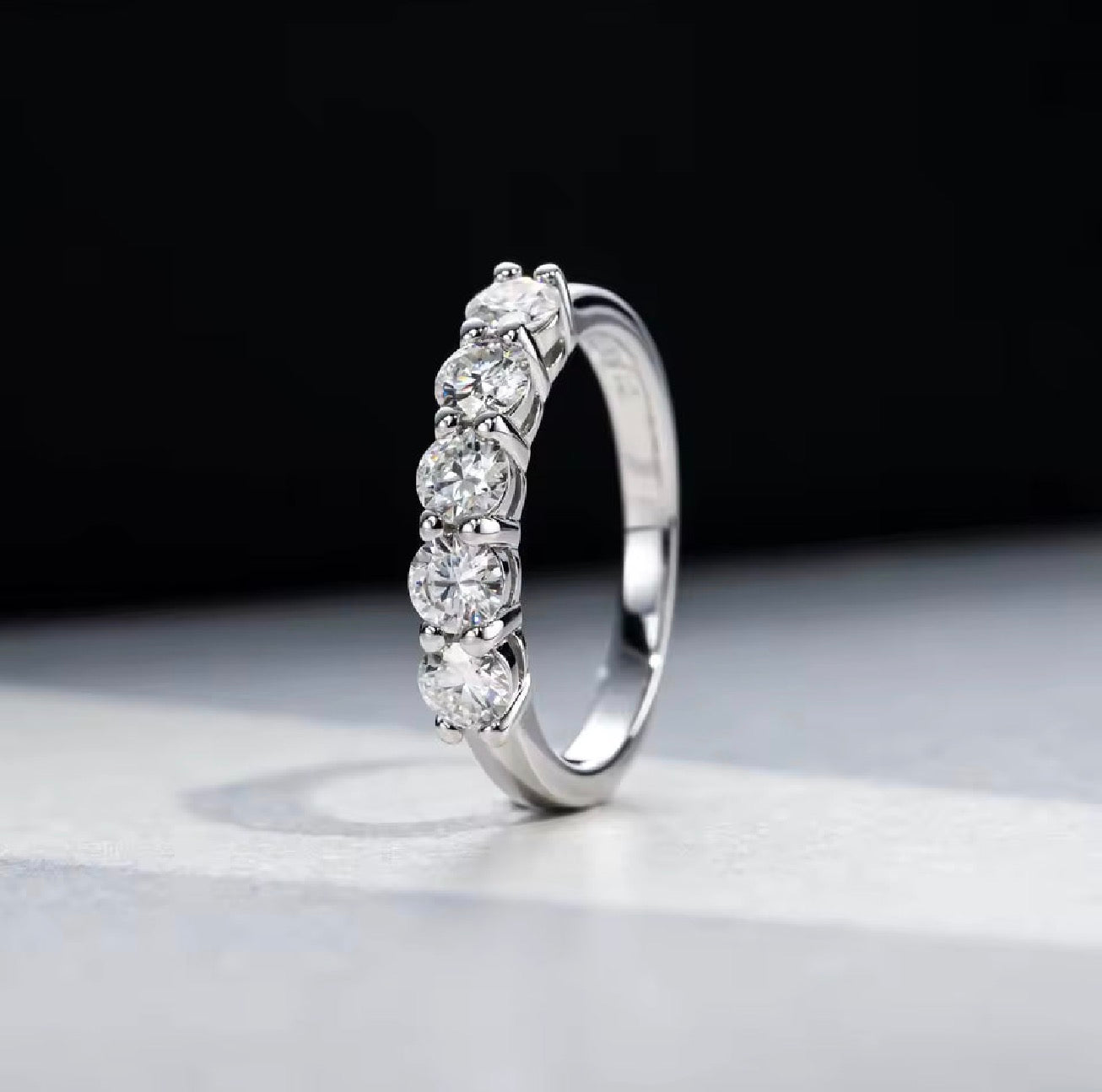 Five Stone Simulated Diamond Engagement Ring
