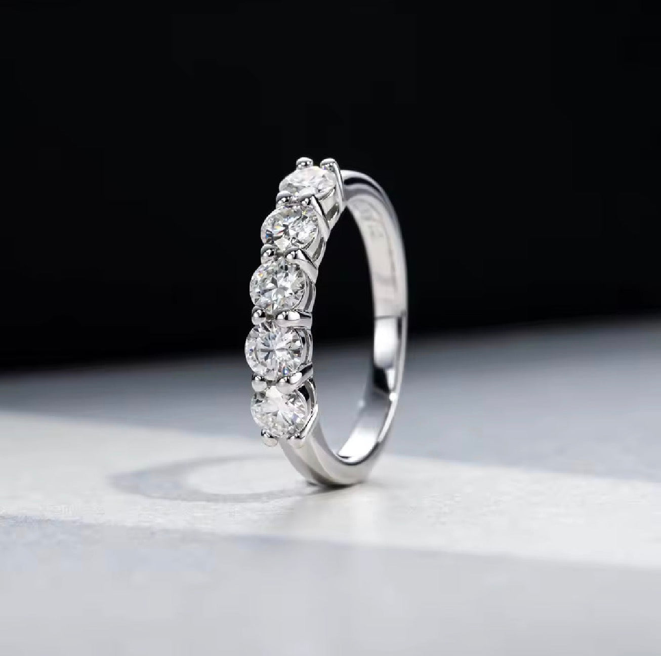 Five Stone Simulated Diamond Engagement Ring