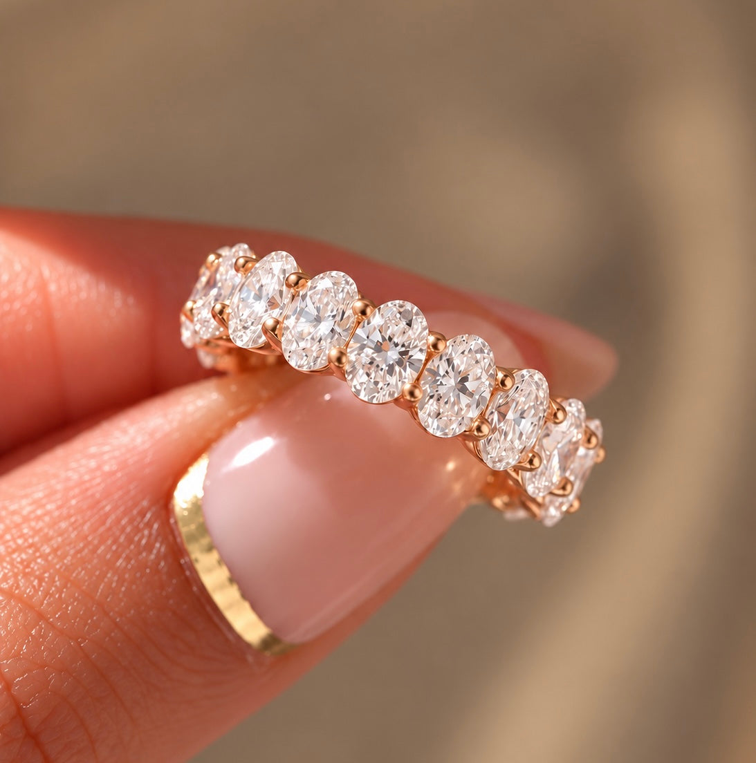 Full Eternity Oval Cut Moissanite Band