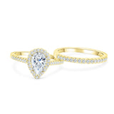 Cushion Halo Engagement Ring Set