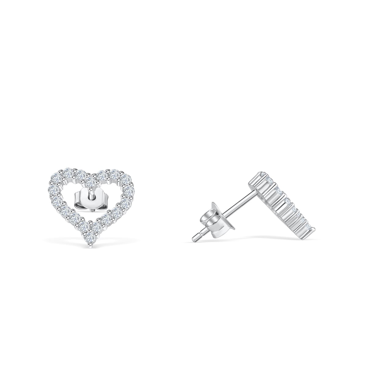 Diamond Heart Stud Bridal Earrings