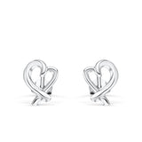 Heart Shaped Stud Bridal Earrings
