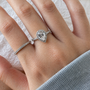 Pear Cut Halo Moissanite Ring Set