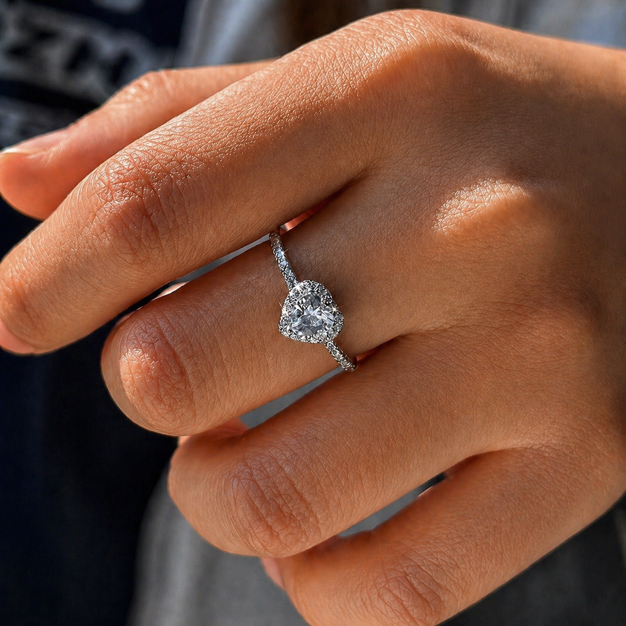 1.5 Carat Heart Cut Halo Moissanite Ring