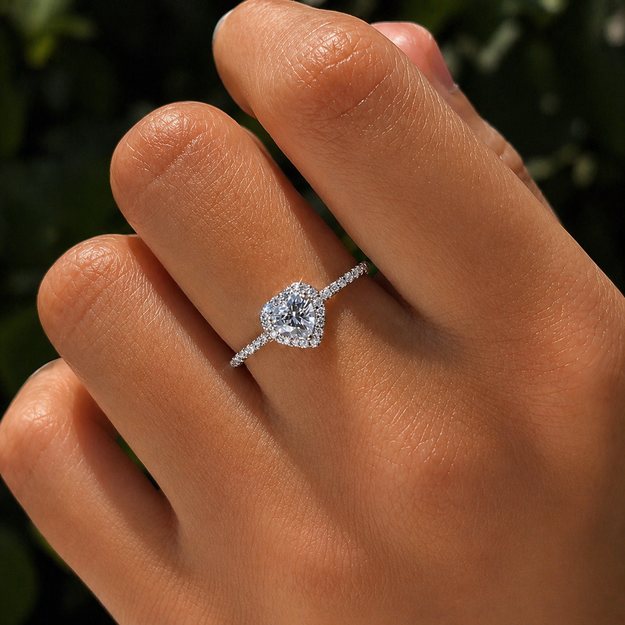 1.5 Carat Heart Cut Halo Moissanite Ring