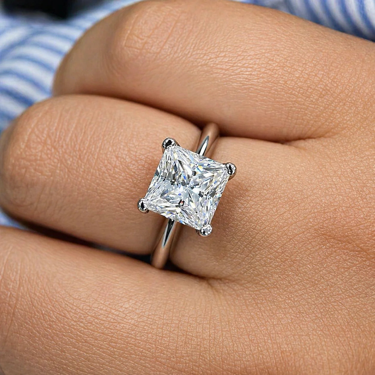 2 Carat Princess Cut Solitaire Moissanite Ring