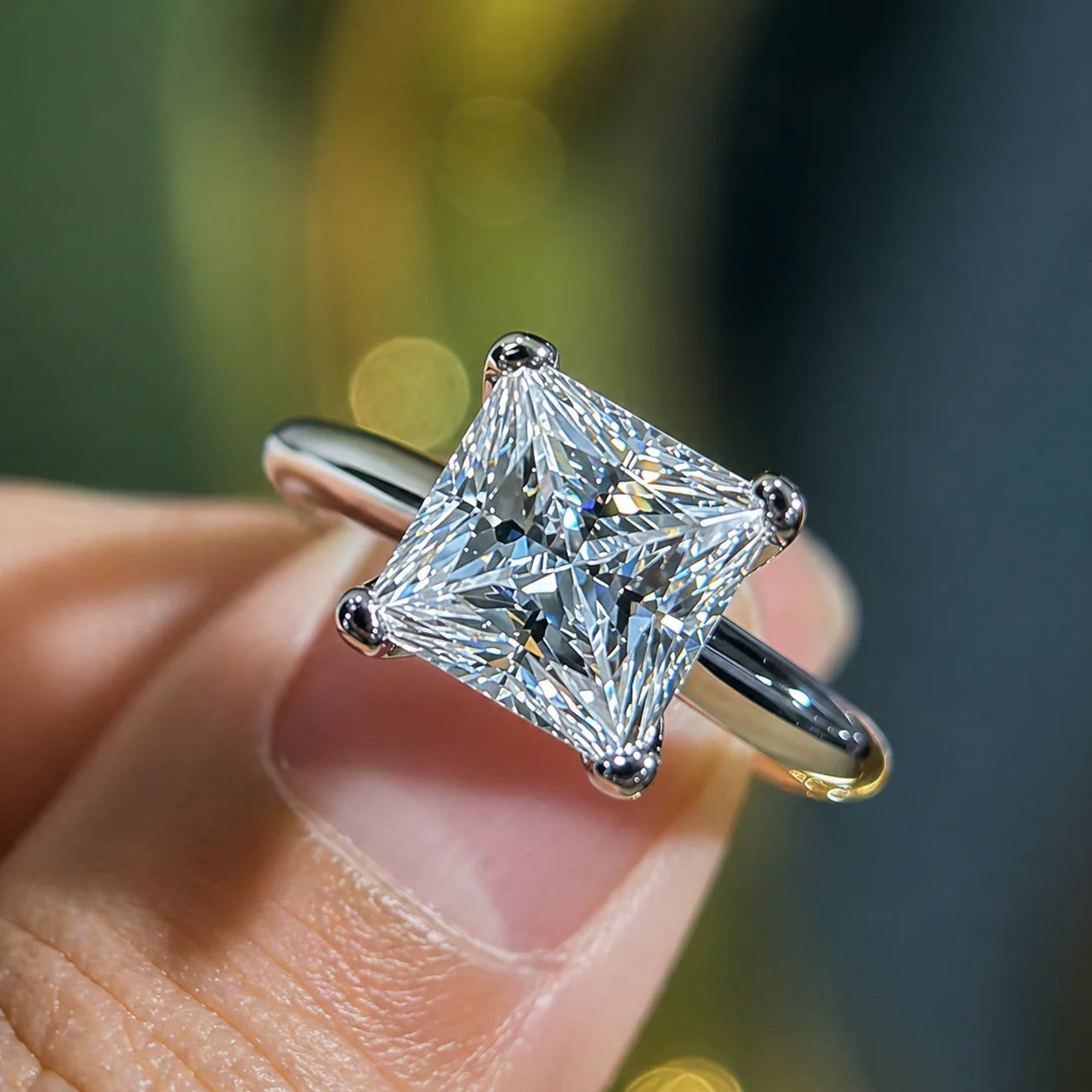 2 Carat Princess Cut Solitaire Moissanite Ring
