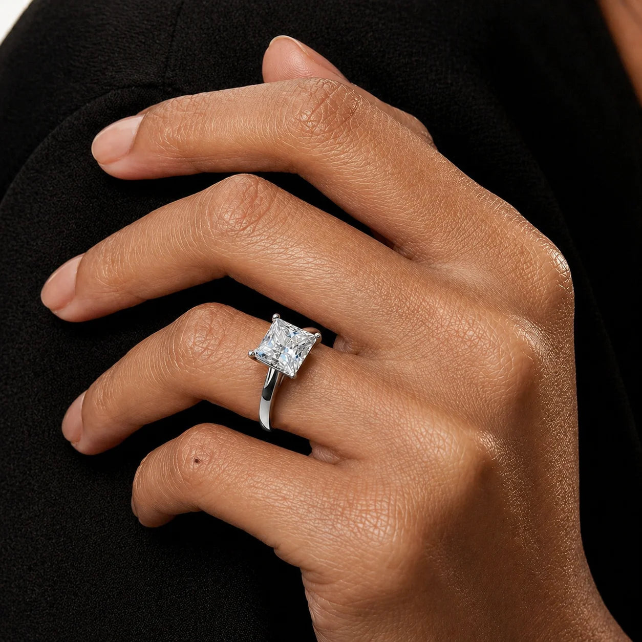 2 Carat Princess Cut Solitaire Moissanite Ring