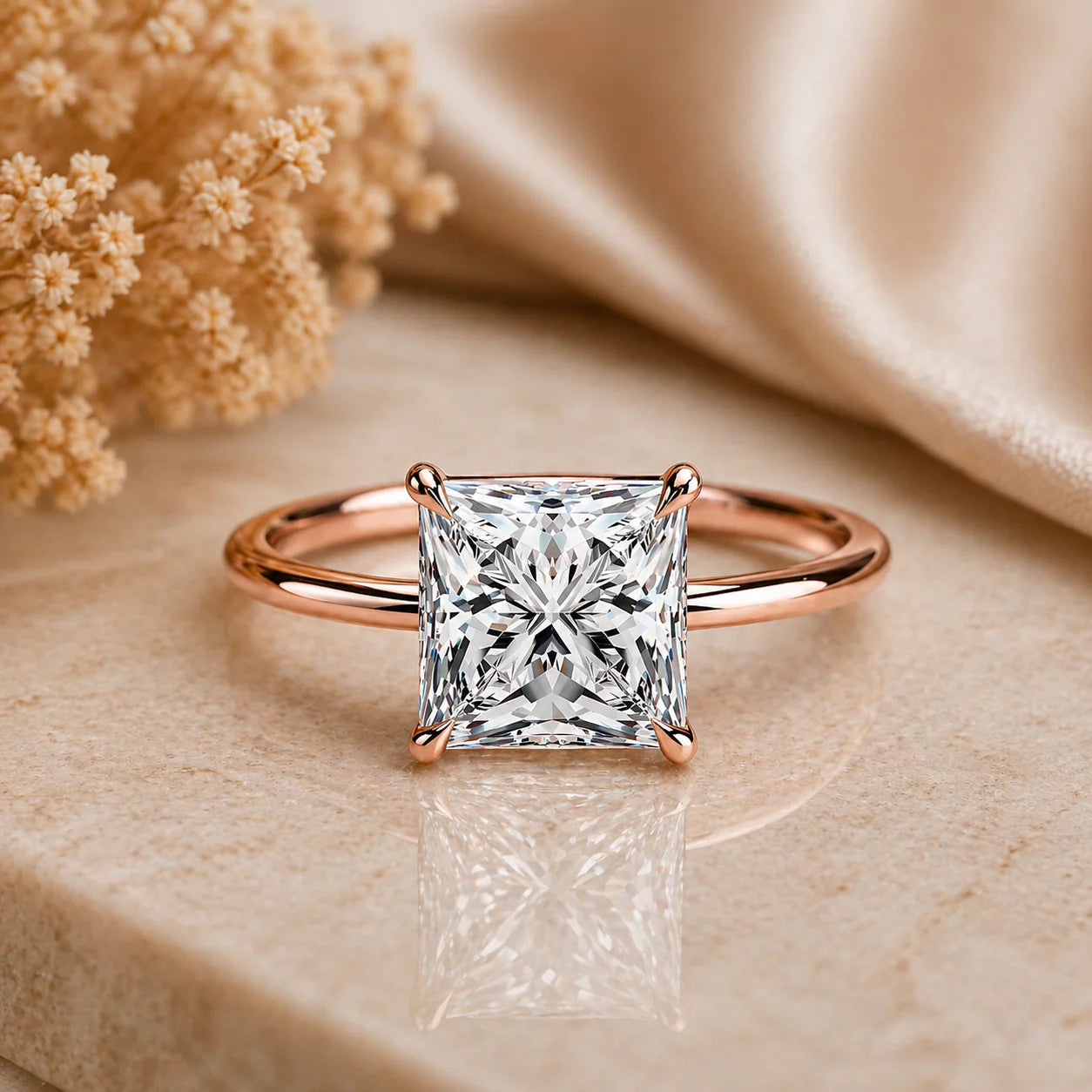 2 Carat Princess Cut Solitaire Moissanite Ring