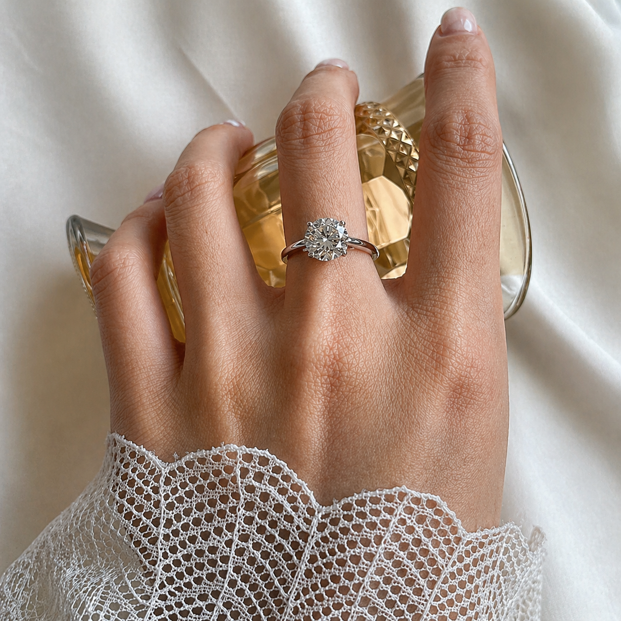 Classic Round Cut Solitaire Moissanite Ring