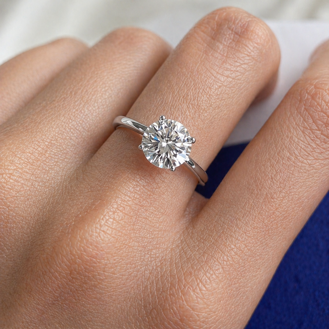 Classic Round Cut Solitaire Moissanite Ring