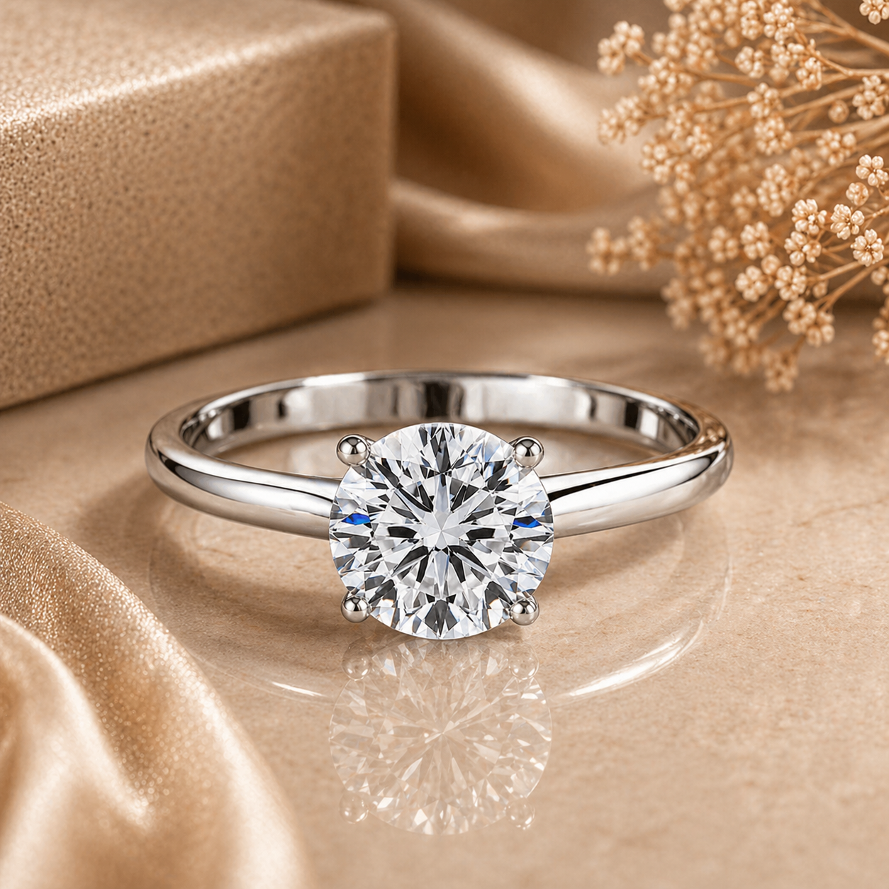 Classic Round Cut Solitaire Moissanite Ring