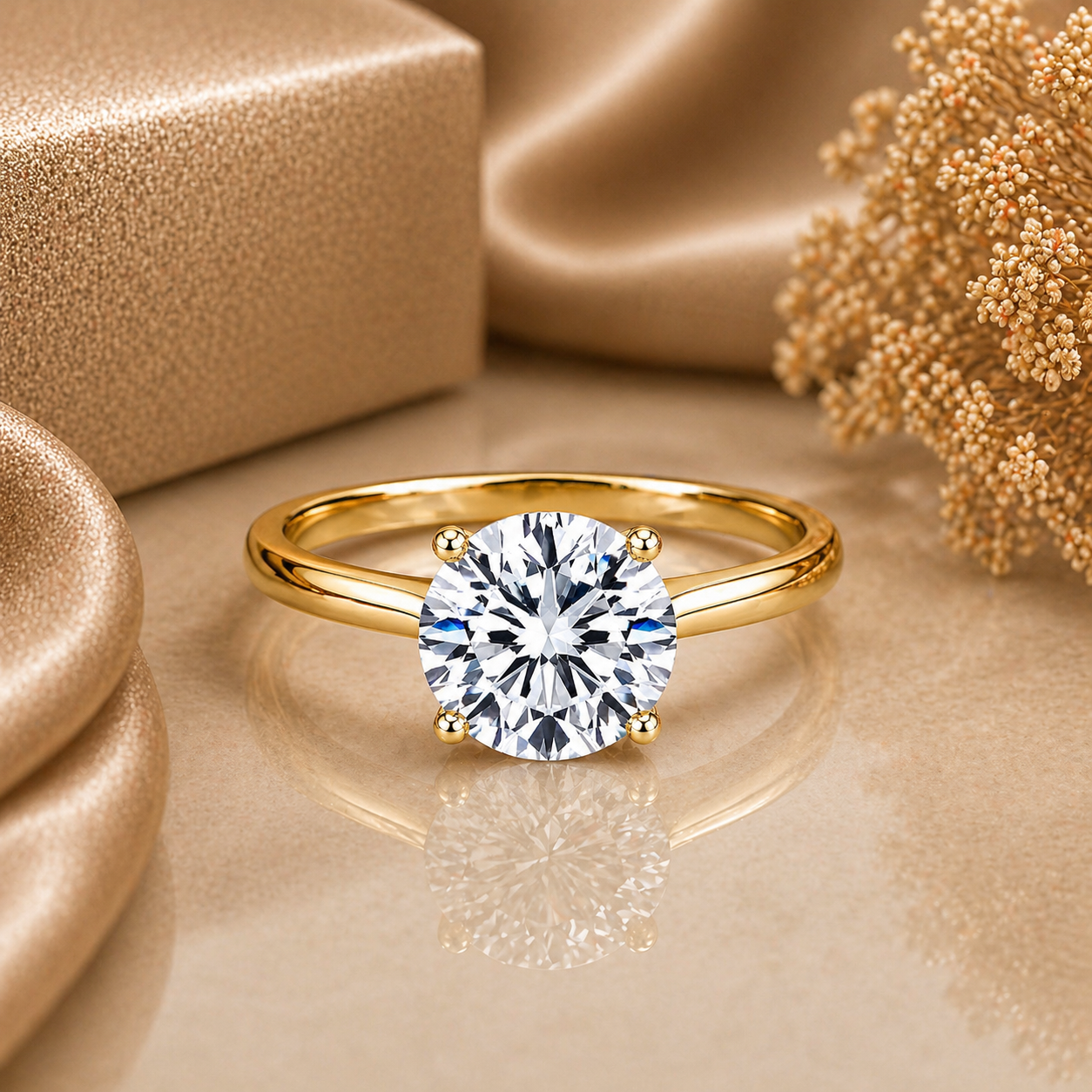 Classic Round Cut Solitaire Moissanite Ring