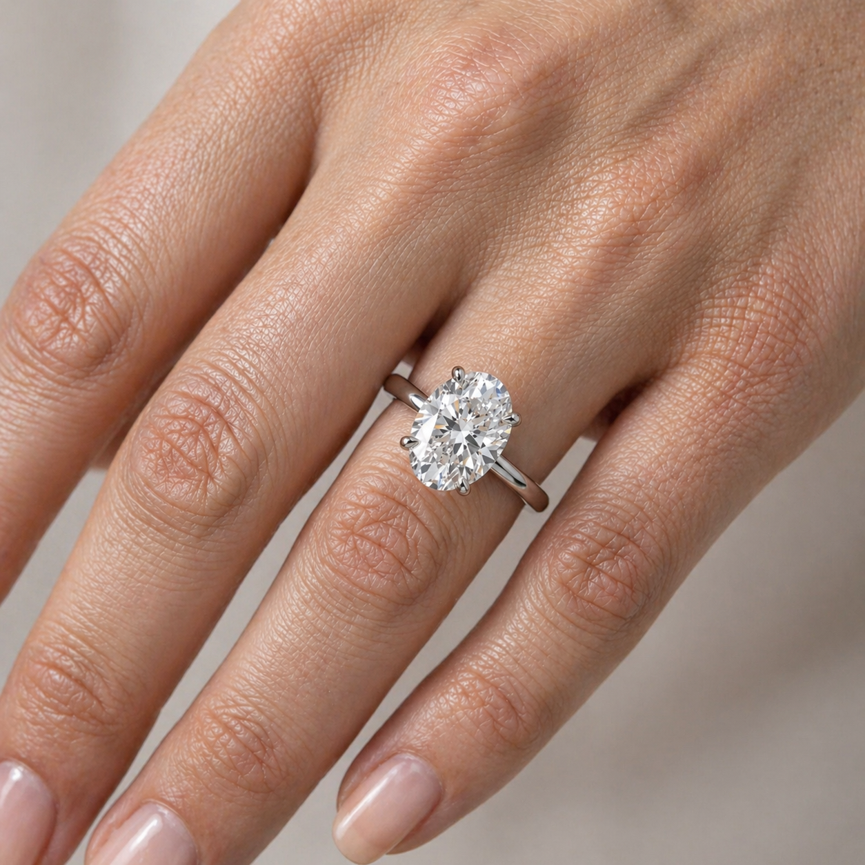 3 Carat Oval Cut Solitaire Moissanite Ring