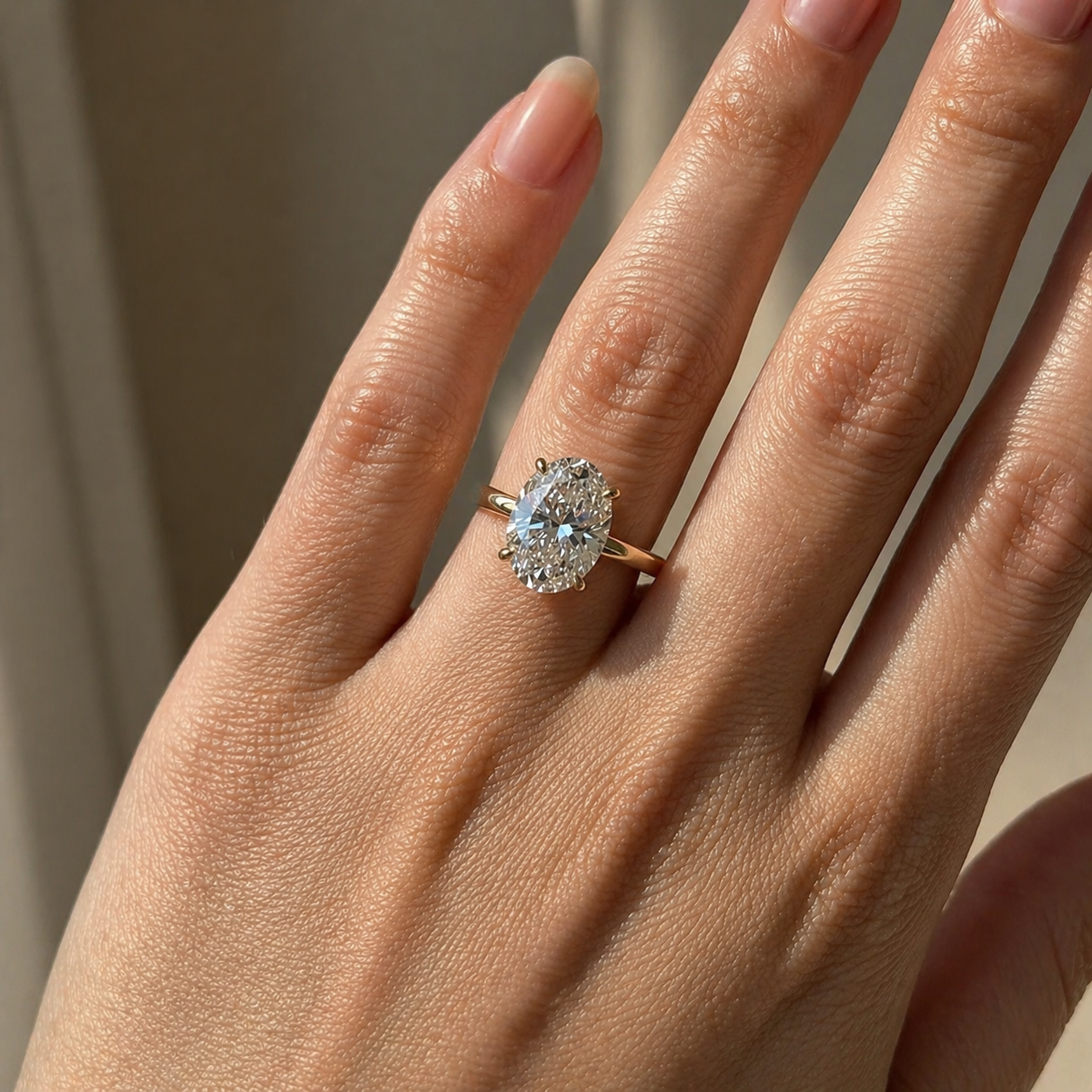 3 Carat Oval Cut Solitaire Moissanite Ring