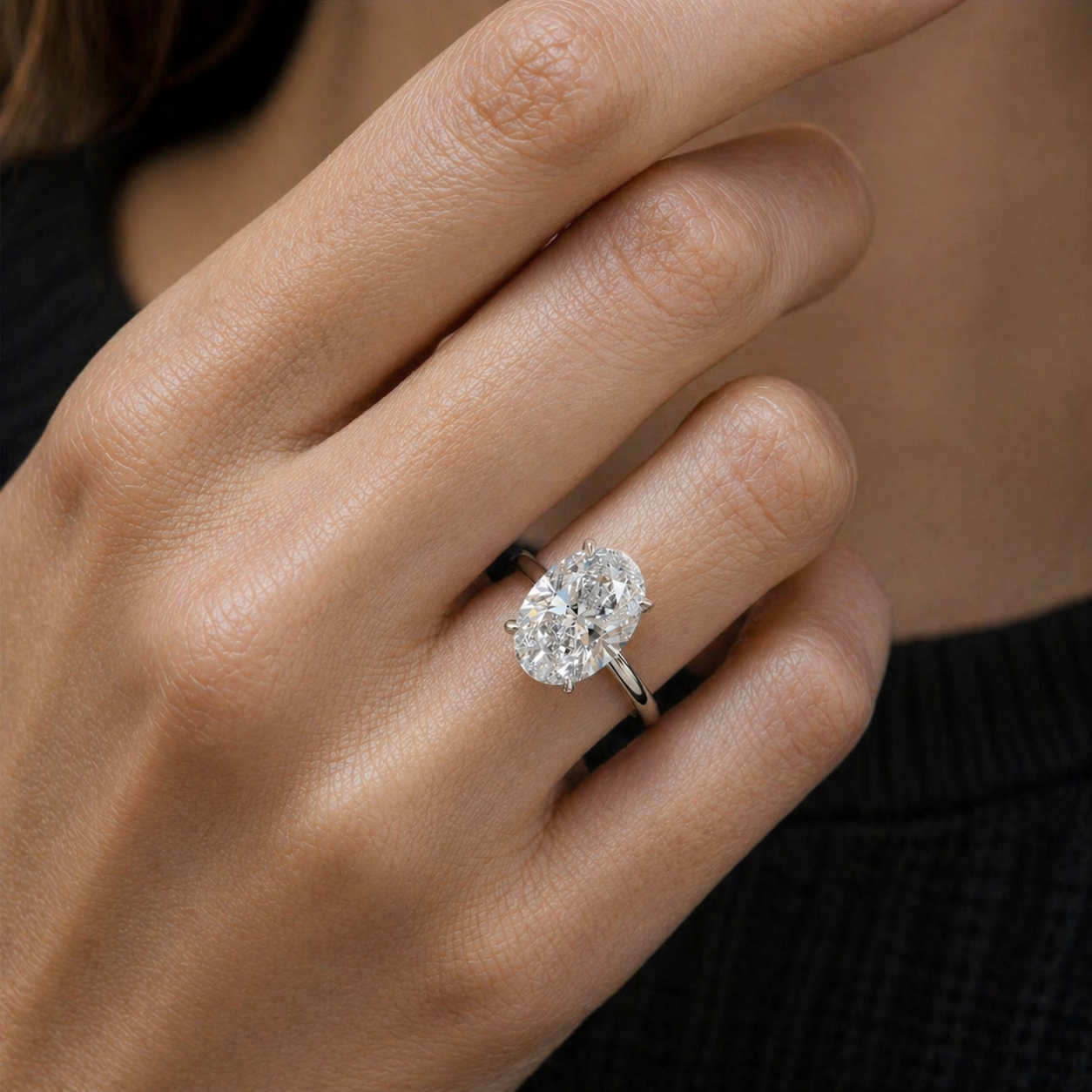 3 Carat Oval Cut Solitaire Moissanite Ring